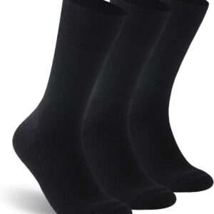 Facool Diabetic Socks for Men Women, Merino Wool Non-Binding Top Crew Socks with Cushion Sole, Seamless Toe 3 Pairs