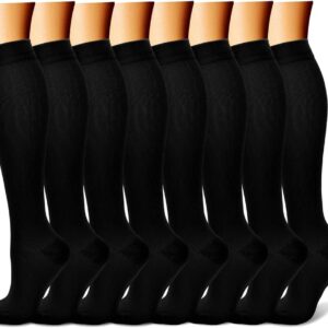 CHARMKING Compression Socks for Women & Men Circulation (8 Pairs) 15-20 mmHg is Best Support for Athletic Running,Hiking