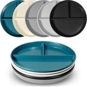 Portion Control Plate For Weight Loss 9 Inch 5Pcs, Round Divided Plates for Adults, 3 Compartment Plates is very thick and smooth,Suitable for Bariatric Diet