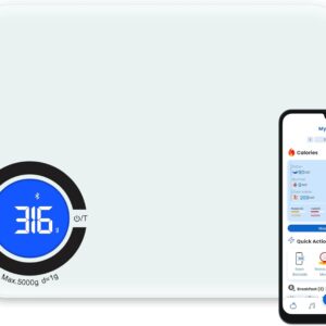 NextLevelFit Smart Kitchen Scale- Digital Weight Grams and Oz Food Scale with Nutritional Calculator for Weight Loss, Accurately Track Calories & Macros with Bluetooth Fitness App (White).