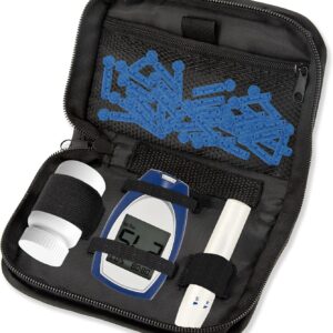 Diabetic Travel Case - TSA Approved, Glucose Monitor & Insulin Case for Test Strips, Blood Glucose Monitor (Black)