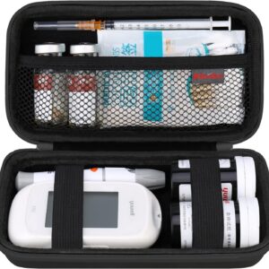 Elonbo Diabetic Supplies Travel Case, Diabetic Supply Organizer Bag, Glucose Meter Storage Case, Insulin Pen Carrying Case for Glucose Monitor, Blood Sugar Test Strips, Lancets, Syringe, Black
