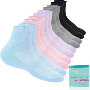 Diabetic Socks for Women Men,5 Pairs Bamboo Viscose Non Binding Diabetic Ankle Socks,Wide Seamless Socks 6-9 9-12