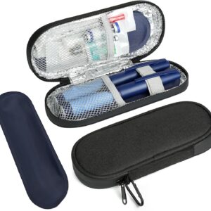 Insulin Pen Cooler Travel Case with 2 Reusable TSA Approved Ice Packs, Diabetic Medication Insulated Cooler Bag for Insulin Pens and Other Diabetic Supplies Storage Black