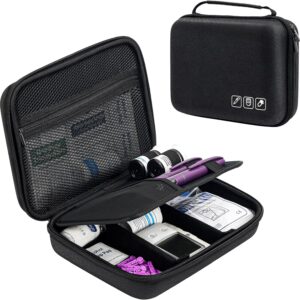 ProCase Diabetic Supplies Hard Travel Case, Diabetes Storage Bag for Glucose Meter, Insulin Pen, Blood Sugar Test Strips, Syringe, Needles and More Kits, Diabetic Care Kits Organizer Holder -Black