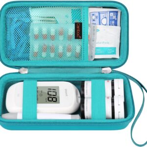 Canboc Diabetic Supplies Case, Carrying Organizer for Glucose Meter, Lancing Device, Blood Sugar Test Strips, Lancets, Insulin Pens, Alcohol Wipe and Diabetes Care Accessories, Turquoise+Turquoise