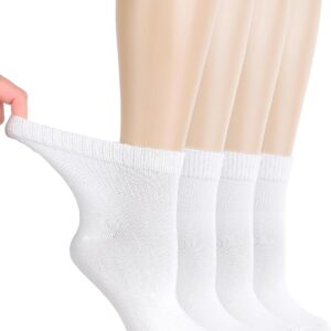 Hugh Ugoli Diabetic Socks for Women, Super Soft, Thin Bamboo Ankle Socks, Wide, Loose, Non-Binding Top, Seamless Toe, 4 Pairs
