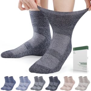 Bulinlulu Diabetic Socks for Men Women,6 Pairs Bamboo Viscose Non Binding Ankle Diabetic Socks for Women Men Size 6-9 9-12