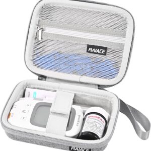RAIACE Hard Storage Case for Diabetes Testing Kit, Blood Glucose Monitor Kit, mesh pocket for Blood Sugar Test Strips, Lancets, Lancing Device, Alcohol Wipe. (Case Only)- Gray